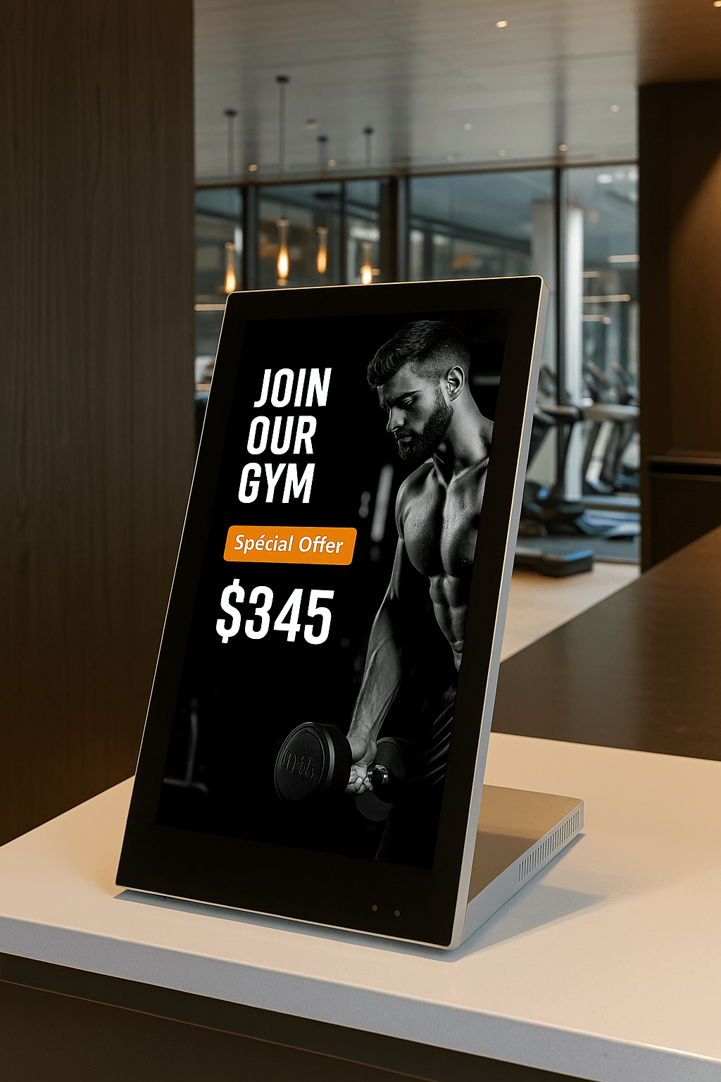 Digital table-tent in fitness center