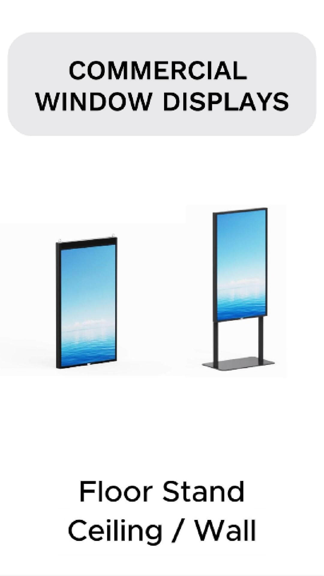SeenLabs High-Brightness Window Display — sunlight-readable digital screen for storefronts